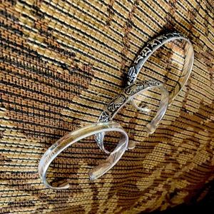 Set of 925 silver bracelets.  Pretty designs. Small to medium wrist.